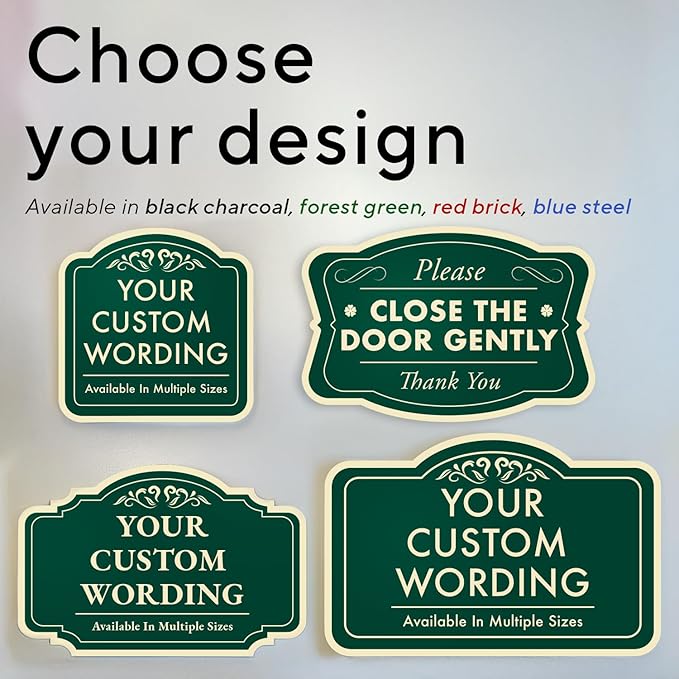 Custom Decorative Outdoor Aluminum Signs, Personalized Driveway Signs, Waterproof USA Made Design 1 Forest Green 14x10 In