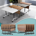 Conference Table Flip Top Mobile Conference Room Tables,Folding Conference Table with Wheels,Large Meeting Training Seminar Table Saving Space for Office Classroom(12B,55.1'')