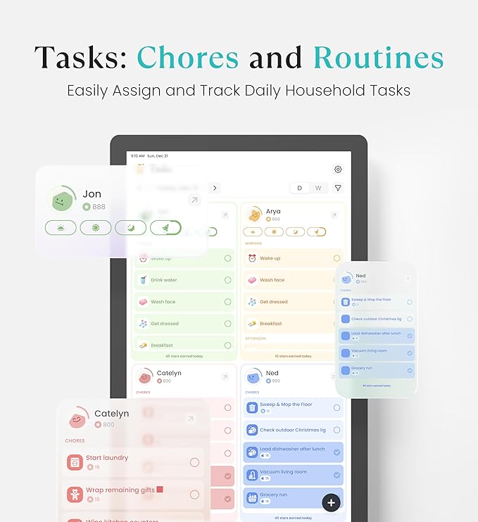 Cozyla Mate Digital Calendar+ 2: 24 Inch Wall Touch Screen Chore Chart Customizable Dashboard Smart Electronic Calendar for Family Schedules Meal Planner Supports All Google Play Apps Wall Mount Black