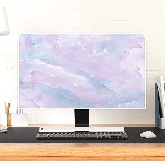 Baocicco Violet Marble Waterproof 37, 38, 39 Inch TV Dust Cover Anti-Static Dustproof Abstract Creative Desigen Television Accessories TV LCD Screen Texture TV Decoration for LED LCD OLED TVs
