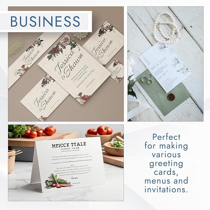 MOS White Legal Cardstock Paper 8.5 x 14 Inch (60 Sheets) — Heavyweight 250 GSM Cover Stock for Certificates, Menus, Legal Documents, Crafts, Printer Compatible