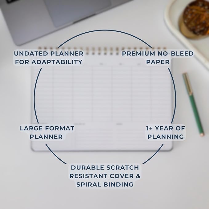 Merely Home | Durable & Sleek | Undated Daily and Weekly Planner | 8.25" x 11.75" | To Do List Notebook for Work | Simple Design | Multiple Layouts | Planner and Notebook in One (Rust, Weekly Planner - Landscape)