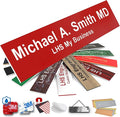 Engraved Door Signs for Office Personalized Red Plastic Door Plaque White Letters - Made in USA 2x4 B7