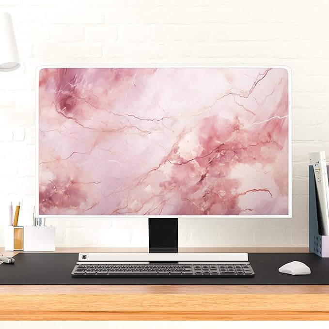 Baocicco Fashion Pink Marble Waterproof Television Cover 50, 51, 52 Inch Full Body Covers for Television Screen Panel Case Computer Sleeve Compatible with PC, Desktop and TV LED LCD OLED