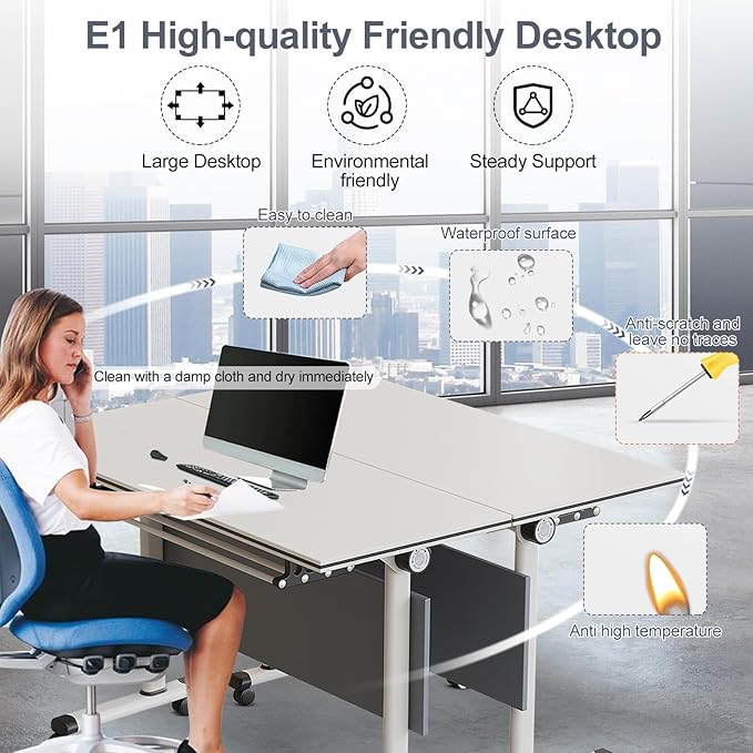 czxhaery Conference Table,Folding Conference Table,Folding Office Conference Room Tables On Wheels,Flip Top Mobile Meeting Training Table (4Pack140*60 * 75cm)
