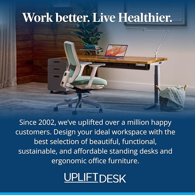UPLIFTDESK V3 2-Leg White Laminate Wood Standing Desk – Adjustable Height, Advanced 1-Touch Memory Keypad, Under Desk Cable Management, Wire Grommets & Rocker Board (Black C-Frame, 60 x 30 inch)