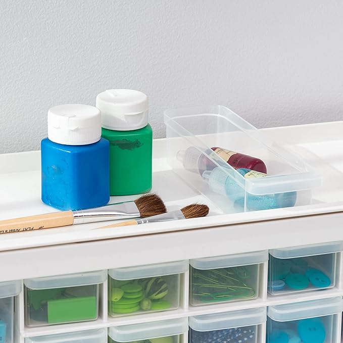 IRIS USA Plastic Drawer Storage Organizer, 26-Drawer Teacher Toolbox Bead Small Parts Organizer Cabinet for Hardware Crafts Nuts Bolts Tools Sticker Home Business Scrapbook Art Hobby Garage - White