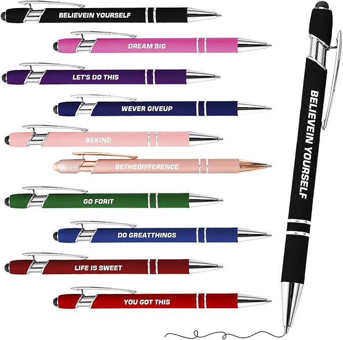 CRME 10pcs Red Nurse Pen Set Sculpture Funny Quotes Inspirational Pen Personalized Gifts Smooth Writing Pens No Smudge Pen Sets for Women Gift Nurse Week & Graduation Gifts