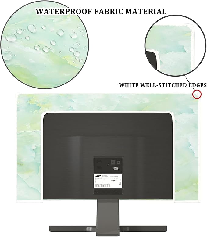 Baocicco Sage Green Marble Waterproof TV Dust Cover 80 Inch Anti-Static Dustproof Abstract Creative Desige Television Accessories TV LCD Screen Texture TV Decoration for Tablet