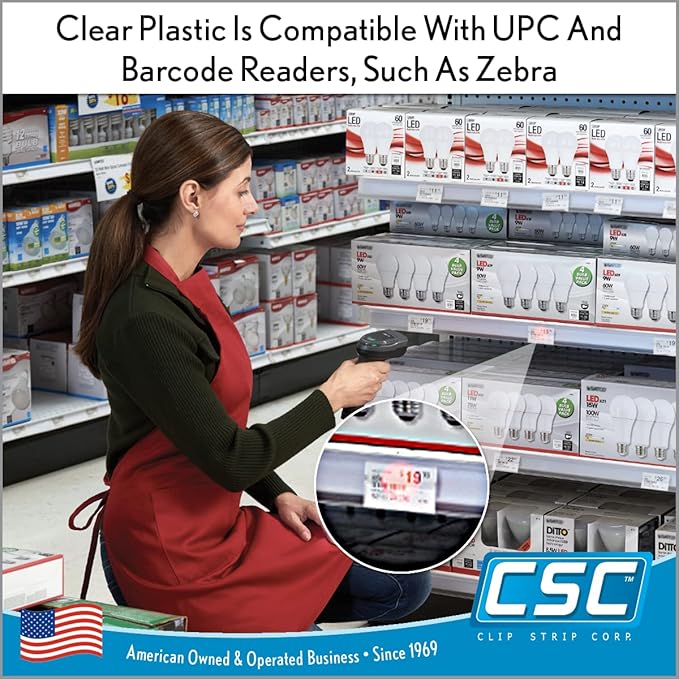 Clip Strip Corp. Price/Data Channel Label Holder Chips, Clear Plastic Tags, 2.25" L x 1.25" H, 7.5 Mil Thick, Gondola Shelf Edge, Reusable, Made for Point of Purchase Shelf Molding (250)