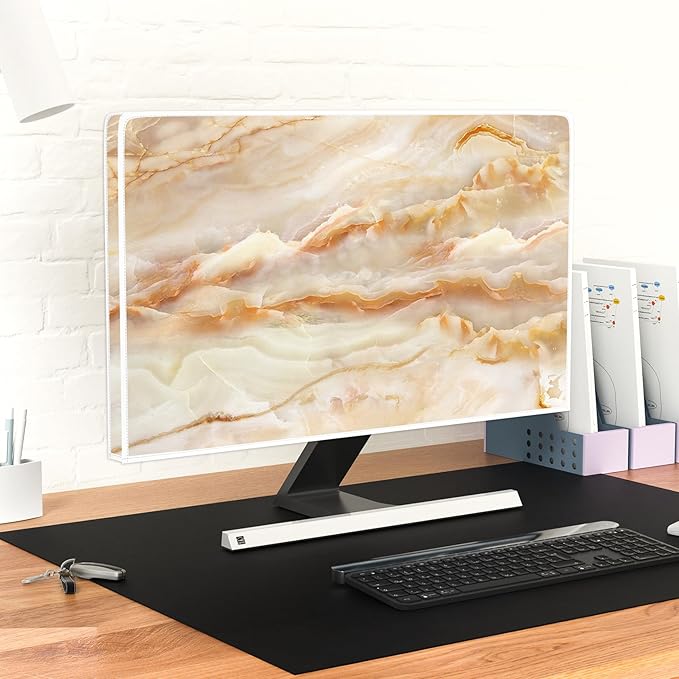 Baocicco Abstract Waterproof TV Screen Cover with Marble Design Aesthetic Television Covers for Xmas Decoration Anti-Static Dustproof Protective Cover for LED LCD OLED TVs 70 Inch