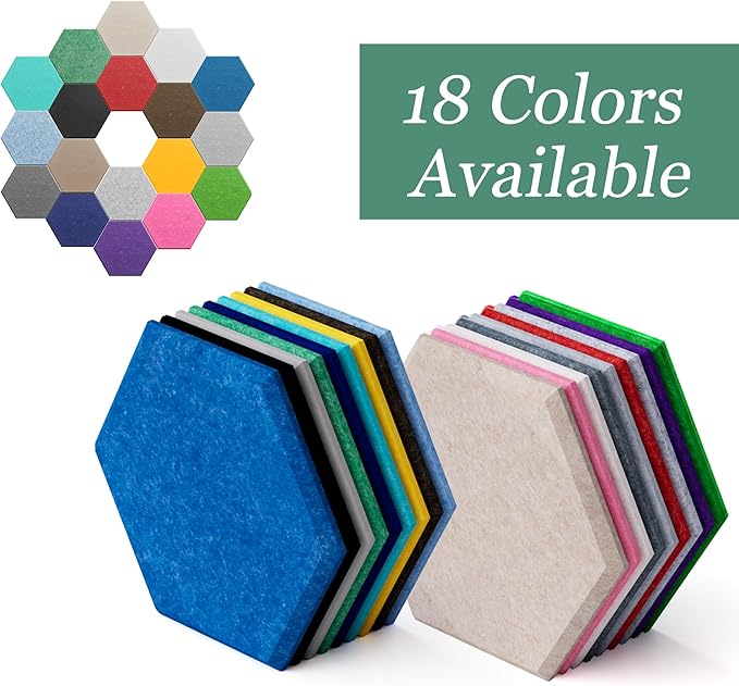 Hexagonal Acoustic Panels-12 Pack High-Density Sound Absorbing Panels 12"X10"X0.4" for Enhanced Noise Reduction, DIY Design, Idea for Studios, Offices, and Home Theaters(Viking Blue)