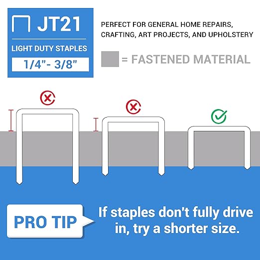 meite JT21 Staples, 1/4 Inch Galvanized Fine Wire Staples for Staple Gun - 1,600 Counts, 7/16" Crown JT21 Staple Refill, Ideal for Upholstery, Crafts, Furniture