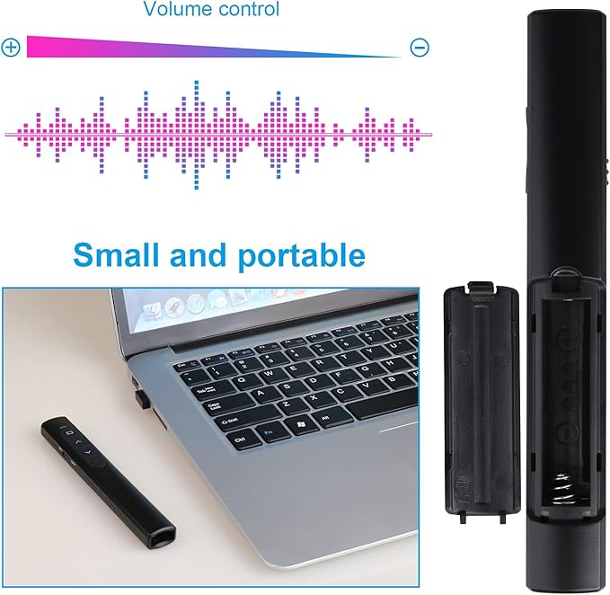 (2 Units) Wireless Presenter Remote, Presentation Clicker with Hyperlink & Volume Remote Control PowerPoint Office Presentation Clicker for Keynote/PPT/Mac/PC/Laptop