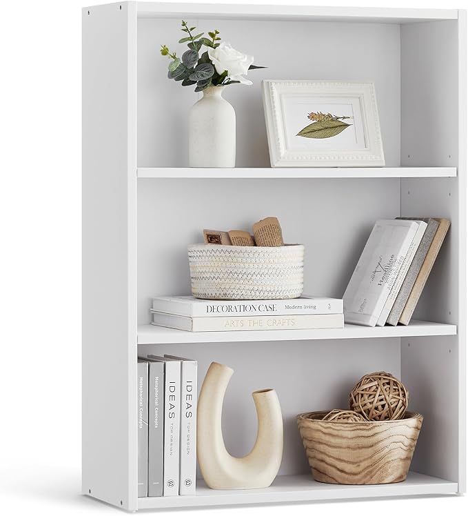 VASAGLE CUSTOS Collection - Bookshelf, 3-Tier Bookcase, Book Shelf, Open Storage Shelf, 9.4 x 23.6 x 32 Inches, for Living Room, Home Office, Dinning Room, Cloud White ULBC163T14