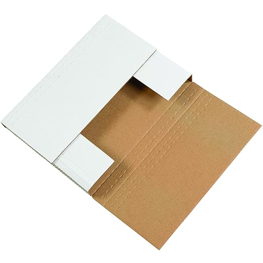 Tape Logic TLM962BF Easy-Fold Mailers, 9 5/8" x 6 5/8" x 2 1/2", White (Pack of 50)