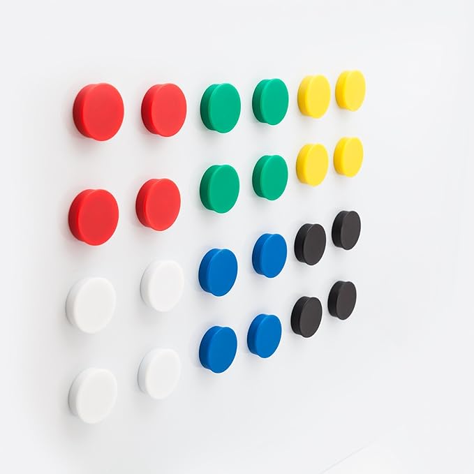 Bullseye Office 24 Round Blue Fridge Magnets, Button Shaped, Small Colorful Magnetic Discs for Kitchen, Cabinet or Classroom, Perfect Whiteboard Supplies for Teachers (Blue)