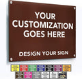 SPEEDYOOKS Custom Outdoor Metal Sign, Personalized Aluminum, Customized Safety, Business, Waterproof - White Aluminum (Brown Background, 12x8 In)