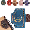 Personalized Mark Bookmark with Pen Holder, Leather Magnetic Book Marker 26 Letters,Custom Initials Page Marks, Gifts for Book Lovers Readers Men Women (Blue, H)