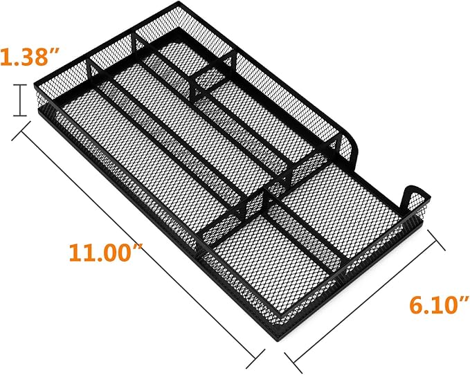 ITAYVAN Desk Drawer Organizer, Small Metal Mesh Drawer Organizer Tray, Office Pencil Drawer Organizer Accessories for Desktop, Bathroom, Kitchen, Makeup, Vanity