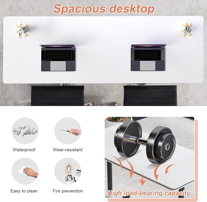 Conference Table Flip Top Mobile Conference Room Tables,Folding Conference Table with Wheels,Large Meeting Training Seminar Table Saving Space for Office Classroom(8A,55.1'')
