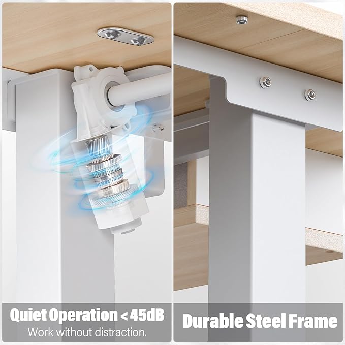 Kingant 40 x 24 Inch Electric Standing Desk with 4 Drawers, Height Adjustable Sit to Stand Computer Desk with Storage Shelf and C-Clamp Mount Compatibility for Home Office, Nature
