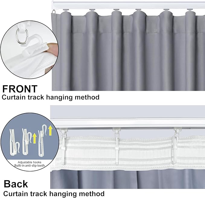 Cbsroro Room Divider Blackout Curtain Track Curtains Wall Dividers Panels Screen for Living Rooms Bedroom Office Privacy Partition Separation, W100 × L108 Inch,1 Panel, Light Grey