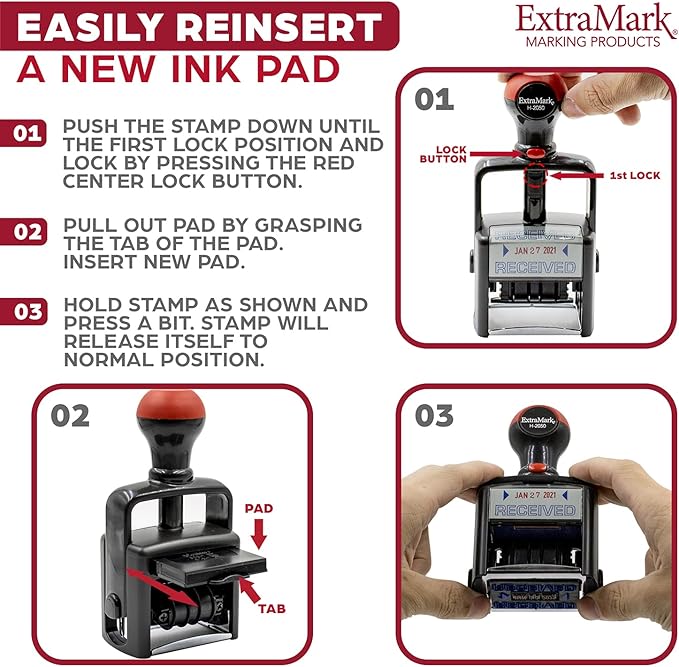 Heavy Duty Style Office Date Stamp with Completed - Self Inking Dater - Style C - Black Ink Color