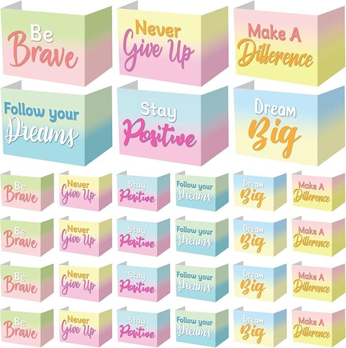 Honoson 24 Pcs Bulk Inspirational Privacy Folders for Students Cardboard Test Privacy Boards Motivational Words Desk Dividers Shield for Classroom School Study Supplies, 6 Styles (Macaron)