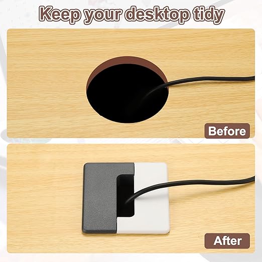 PATIKIL 2.8inch Desk Grommet, 6Pcs Cable Grommet Wire Management Cable Hole Cover Cord Organizer for Office Home Table Countertop, Black Blue
