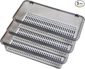 AHGUEP Silverware Organizer with Lid and Drainer - Plastic Kitchen Drawer Organizer for Forks Spoons Knives, Stackable Utensil Storage Container, Space-Saving Cutlery Tray (10.6 x 4.7 x 2.8 inch) (3)