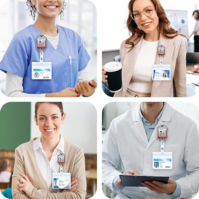 Funny Coffee Fuel Nurse Badge Reel, Cute Coffee IV Bag Retractable ID Card Medical Badge Holder, Name Tag Badge Buddy for RN CNA LPN MA Night Shift Nurse Nursing Student Doctor Medical Social Workers
