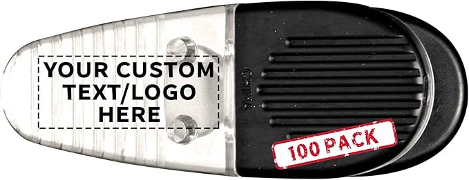 100 Magnetic Memo Holders Set - Customizable Text, Logo - Large Clip, Plastic - Clear