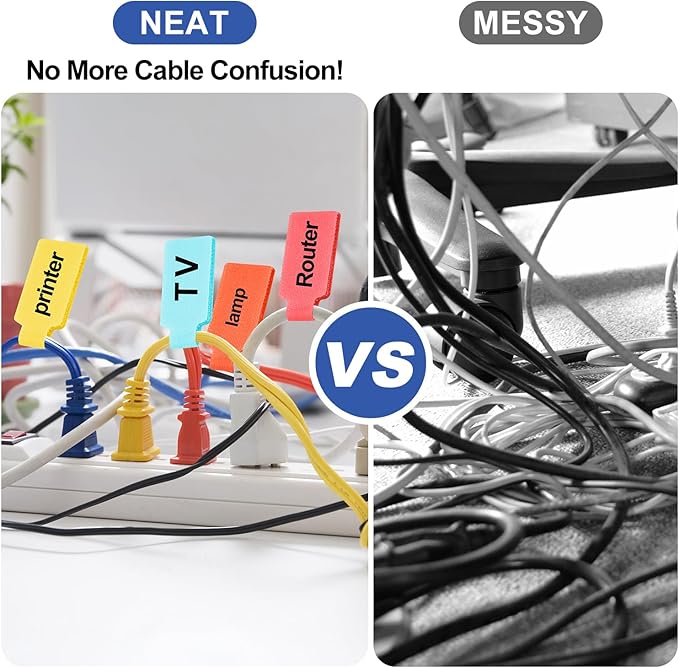 SZ.haitun 40 Pack Cable Labels Tags, White Write On Wire Cord Tags and Charger Labels Waterproof for Cable Management and Identification Electronics (Rectangular)