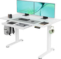 Claiks Standing Desk with Drawers, 48x24 Inch Electric Stand Up Desk, White Adjustable Height Sit Stand Computer Workstation, White