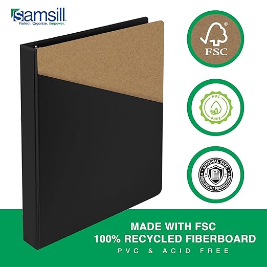 Samsill 3 Inch 3 Ring Binders, Made in USA, Economy Round Ring, Clear View Cover, 550 Sheet Capacity - for School, Home, Office - Black, 4 Pack