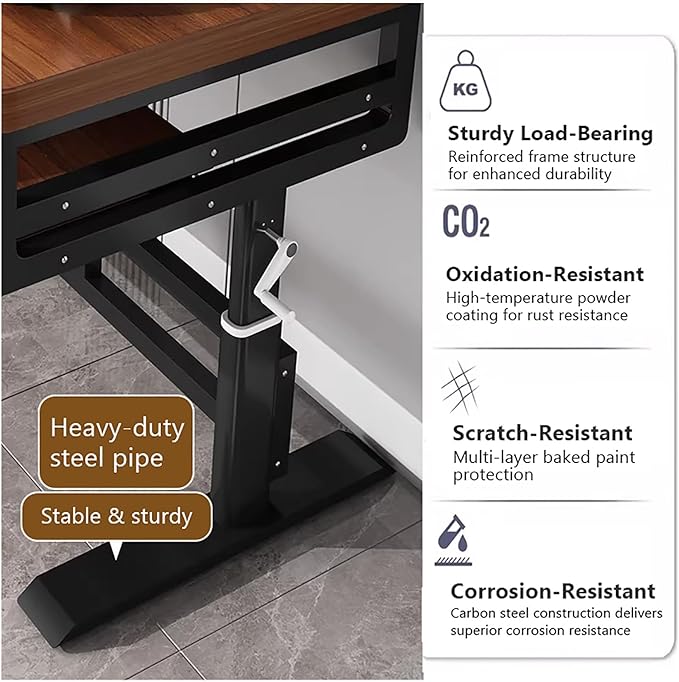 GRIPITHPY Modern Music Studio Desk Workstation with Keyboard Tray,Height Adjustable Standing Desks Table,Recording Studio Desk with Metal Legs,Wood Computer Desk for Home Office Studio