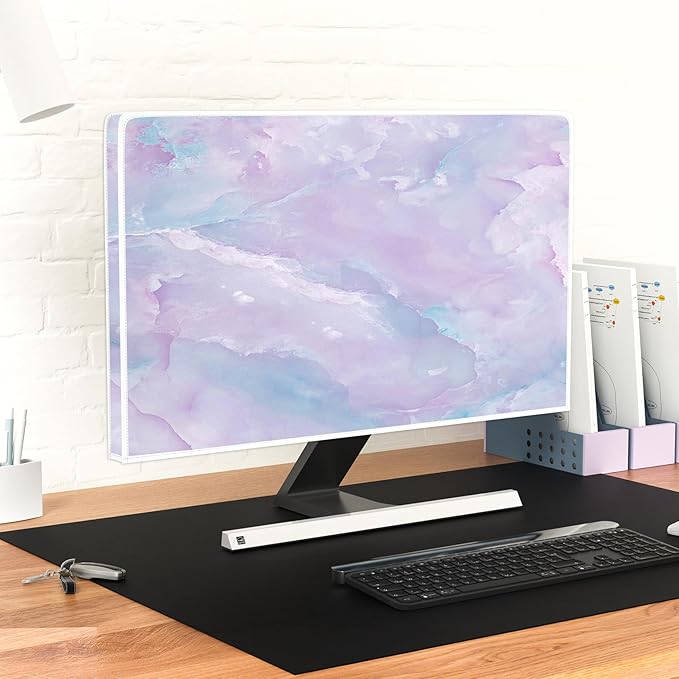 Baocicco Violet Marble Waterproof 75 Inch TV Dust Cover Anti-Static Dustproof Abstract Creative Desigen Television Accessories TV LCD Screen Texture TV Decoration for LED LCD OLED TVs
