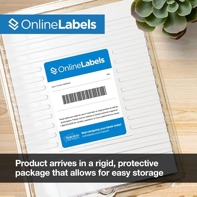 Sticker Paper, 250 Sheets, White Matte, 8.5" x 11" Full Sheet Label, Works with Inkjet and Laser Printer, Compatible with Electronic Cutting Machines, OL177WX, OnlineLabels