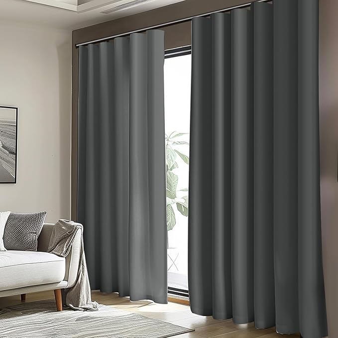 Cbsroro Room Divider Blackout Curtain Track Curtains Wall Dividers Panels Screen for Living Rooms Bedroom Office Privacy Partition Separation, W180 × L84 Inch,1 Panel, Grey