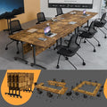 Folding Conference Table 4ft 5ft, Foldable Office Meeting Desk for 6 People, Multiple Sizes Colors Mobile Conference Room Table for Training Room School Business Furniture (6, Brown, 63in)