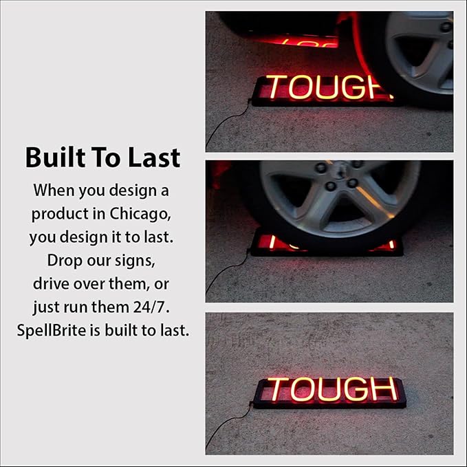 SpellBrite KITCHEN Sign | Directional Sign with Neon Look, Red LED Light Source | 25.1" x 6.3"