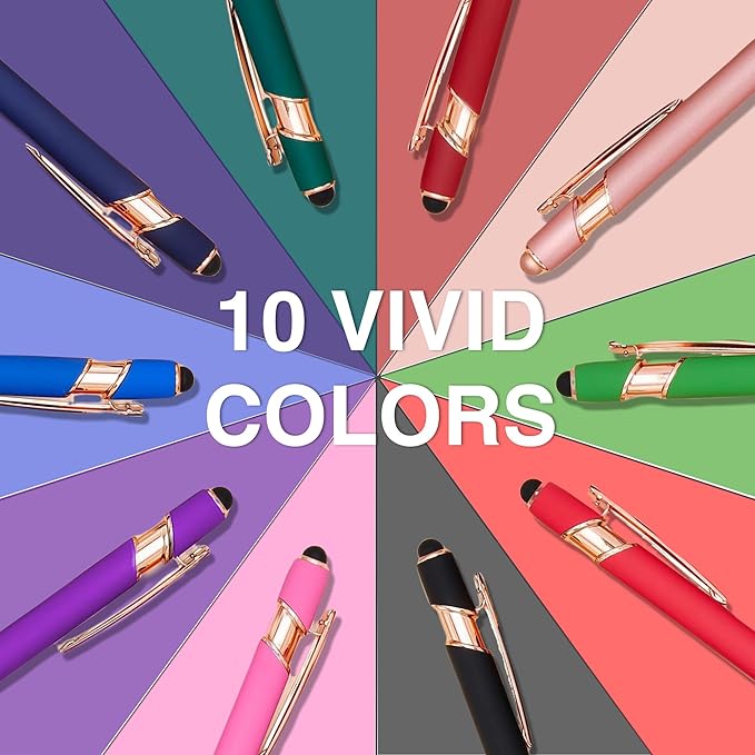 CRME Ballpoint Pen 2-in-1 Stylus Bulk Custom Pens Personalized Engraved Metal Pens with Name Text Logo Writing Marketing Customizable Pen Engraving Pen Gift Coworkers Office Supplies Dark Blue