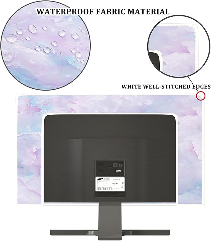 Baocicco Violet Marble Waterproof 55 Inch TV Dust Cover Anti-Static Dustproof Abstract Creative Desigen Television Accessories TV LCD Screen Texture TV Decoration for LED LCD OLED TVs