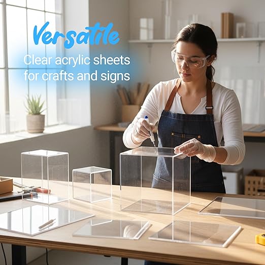 CALPALMY (2-Pack) 18x24 Inch Clear Acrylic Sheet - 1/4 Inch Thick Acrylic Plexiglass Panel for Laser Cutting, DIY Crafts, Signage, and Engraving Projects