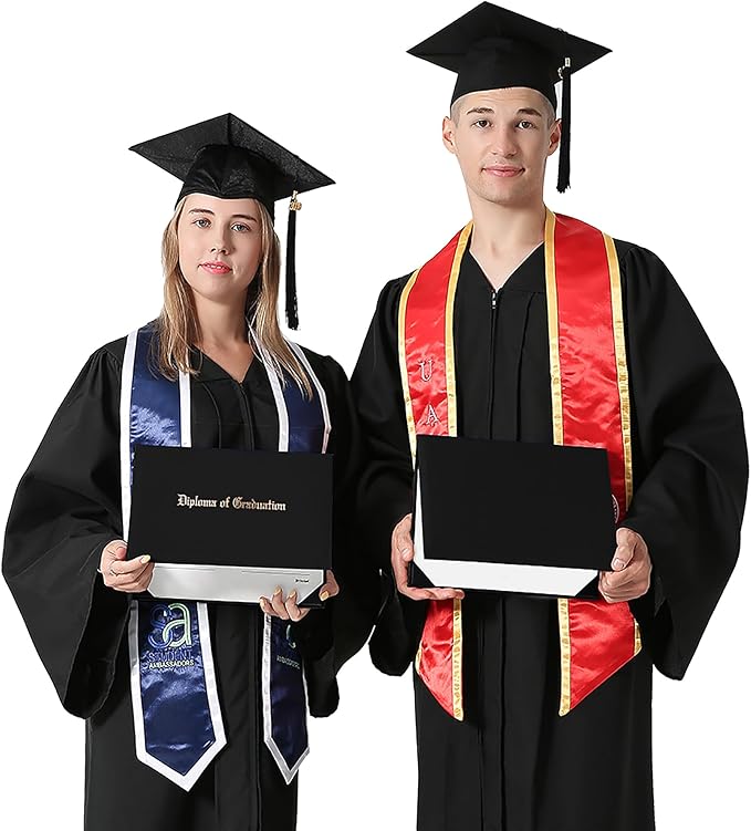 GraduationMall 8.5"x11" Smooth Padded Diploma Cover Certificate Holder Black,2-Packs