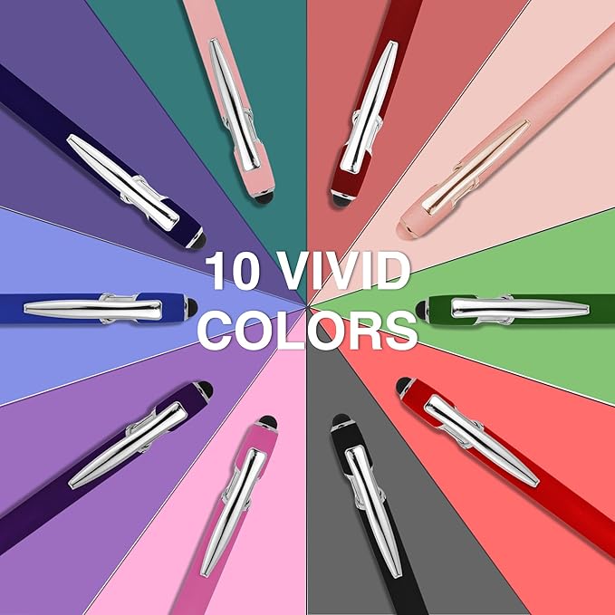 CRME Bulk Custom Pens Personalized Customized Engraved Writing Pen with Name Logo 2-in-1 Stylus Retractable Ballpoint Pen with Stylus tip Ideal for Coworkers Nurse Office Supplies Black Ink Pens