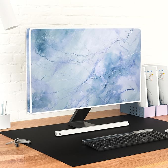Baocicco Fashion Haze Blue Marble Screen TV Cover Cover 40, 41, 42，43 Inch Waterproof Full Body Covers for TV Display Screen Weatherproof Television Sleeve Compatible with Television LED LCD OLED TVs