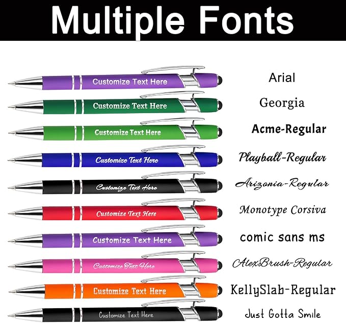 Custom Pens Bulk Personalized Ballpoint Pen with Stylus Tip Customized Engraved Pens with Name Logo Soft Black Ink with Touch Metal Office for Business Office Teacher School Corporate Gifts Pink