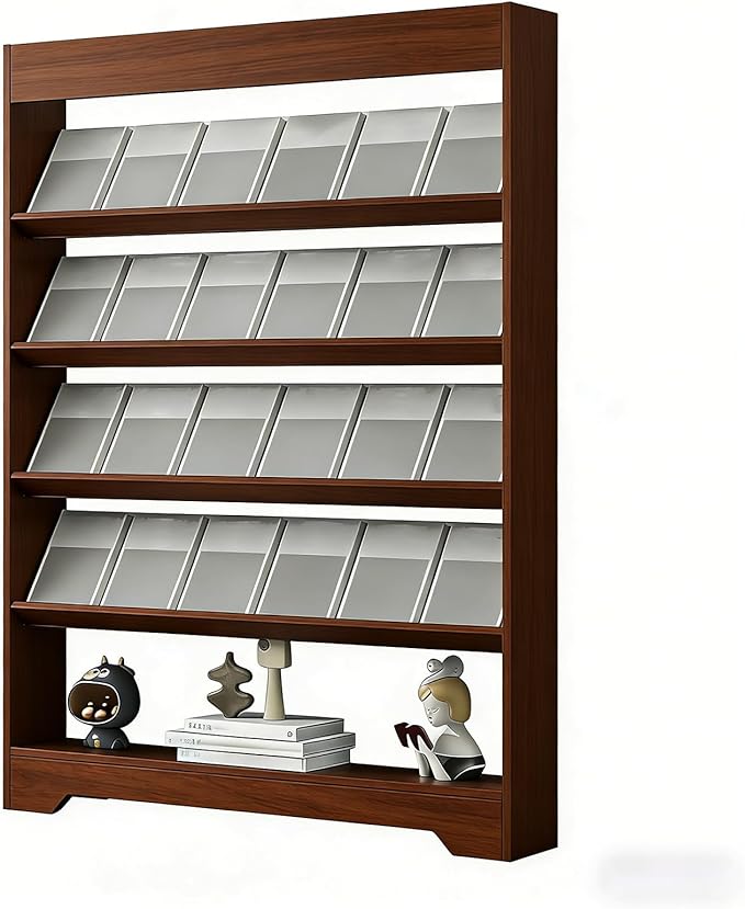 LHIUGE 5-Layer Brochure Display Rack,Freestanding Wooden Magazine Rack,Standing Literature Display Rack Brochure Holder for Home, Office, Retail Display
